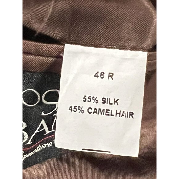 Jos A Bank 46R Signature Houndstooth Blazer Coat Jacket Silk Camelhair - Picture 14 of 14